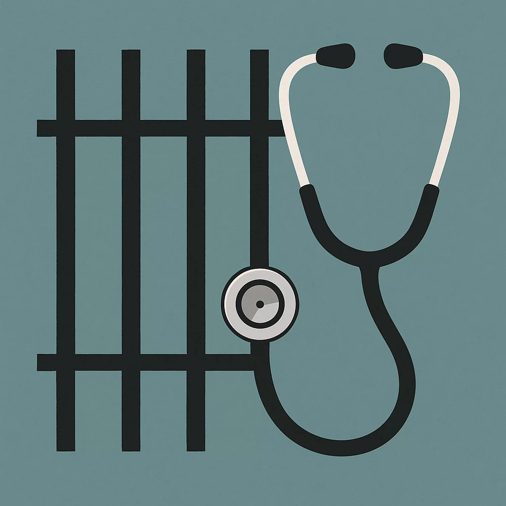 Stethoscope and prison bars